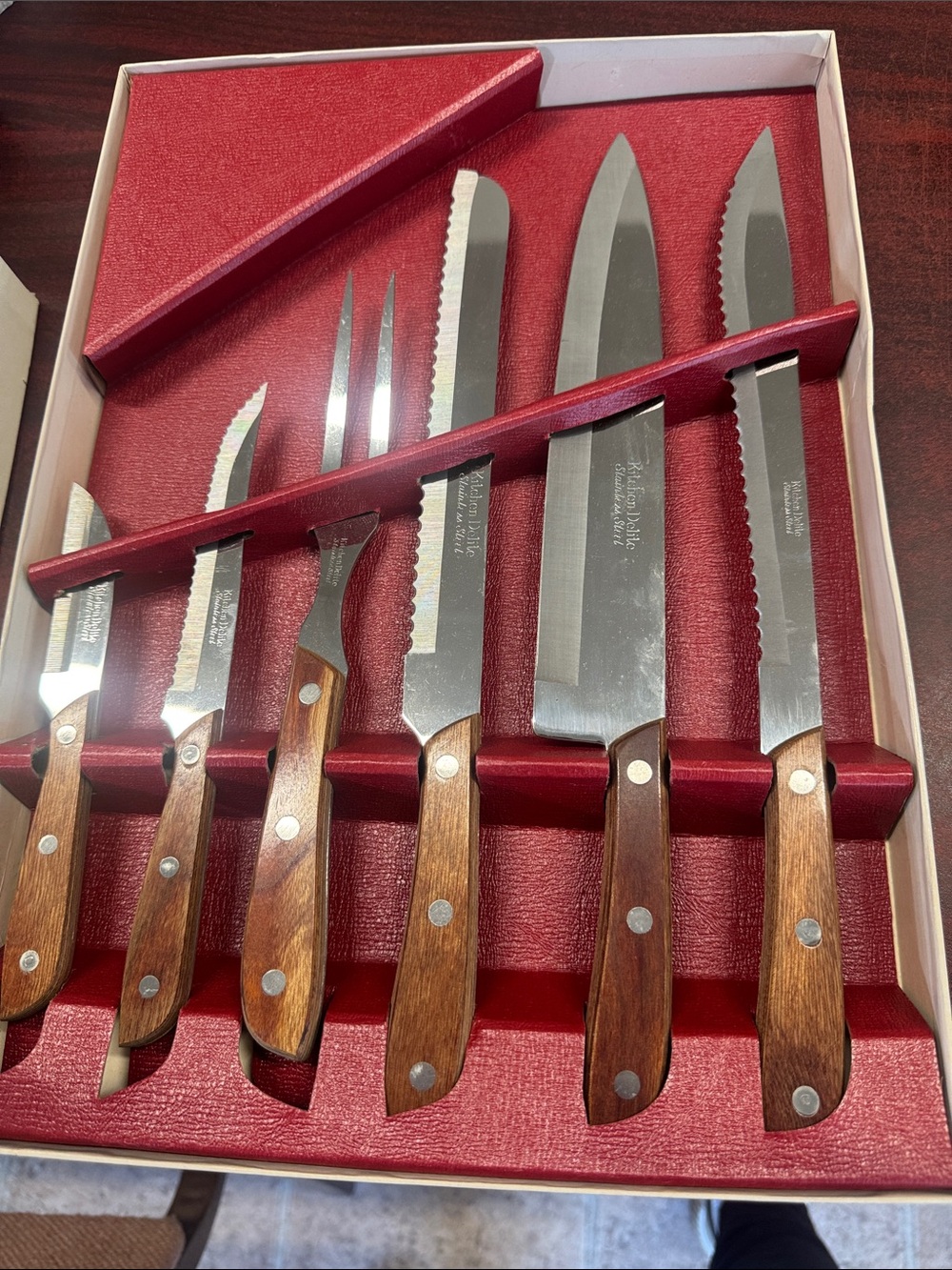 Chefmasters Vintage Wood Handle Kitchen Knife Set- Classic Cutlery
